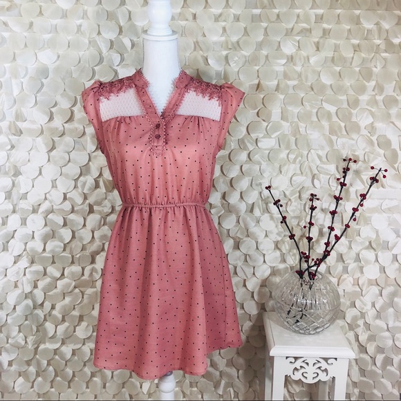 mine Dresses & Skirts - Pink with Blue Polka Dots, Dress size S by Mine.